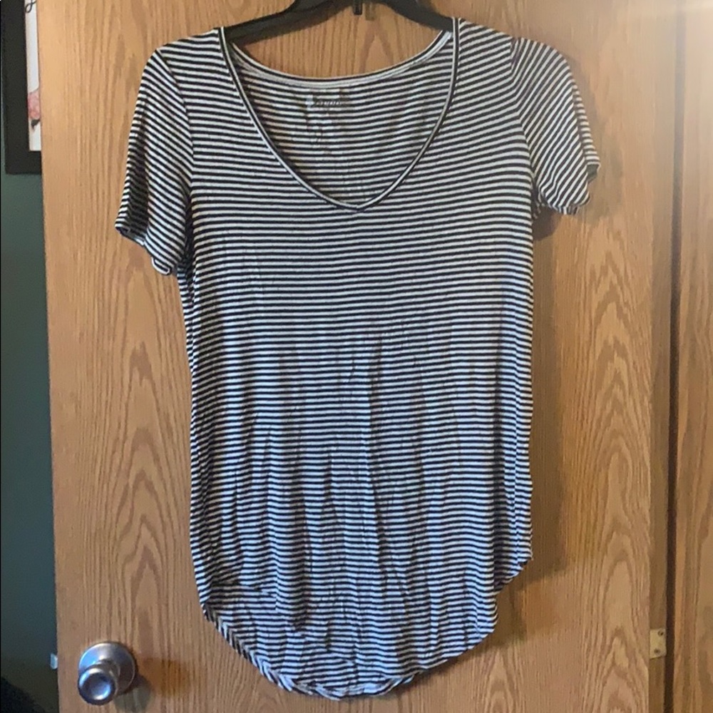 2 Tunics black & white striped and green